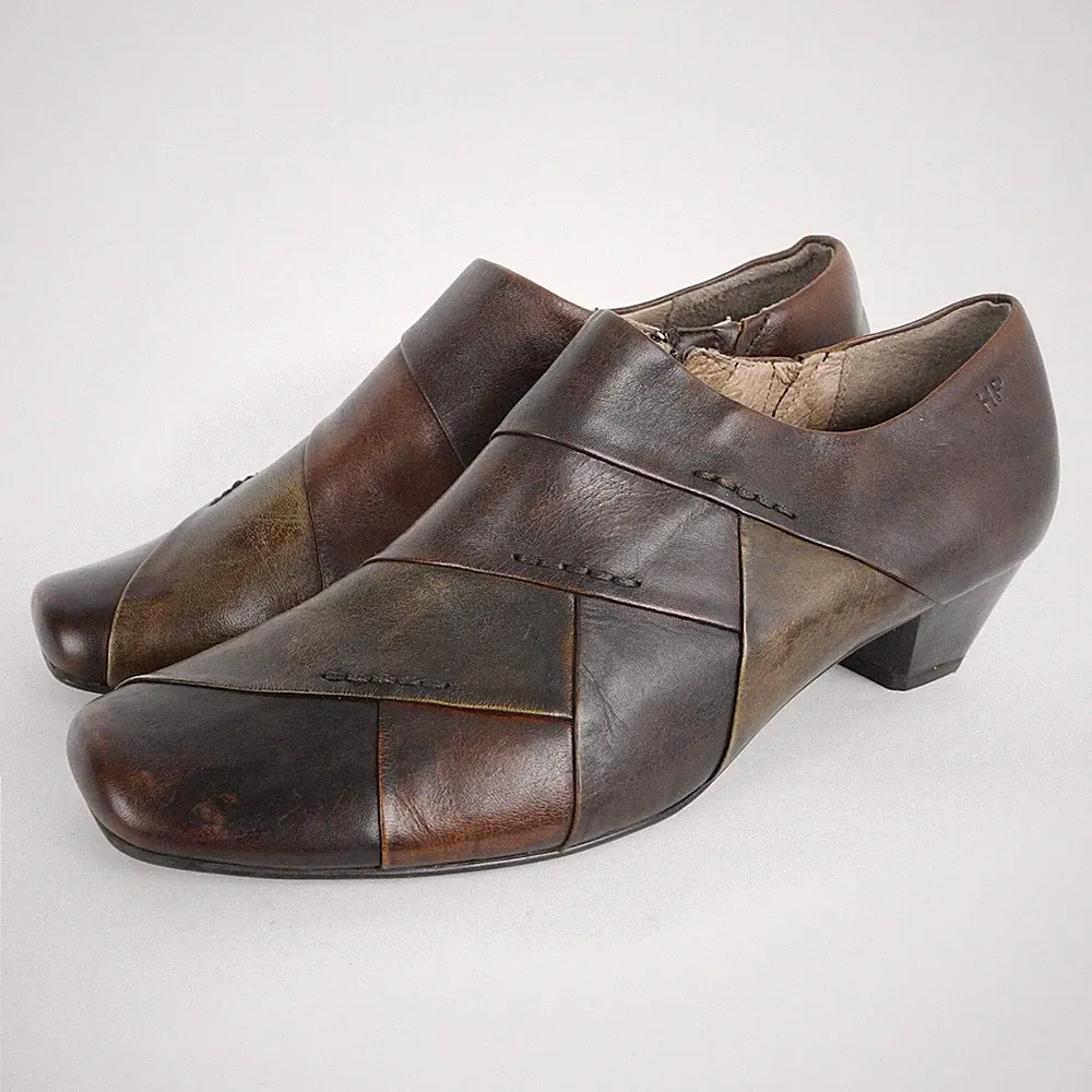 HUSH PUPPIES Schuhe Damen Gr 4.5 (37.5) Braun Leder Absatz Slipper Loafer Pumps