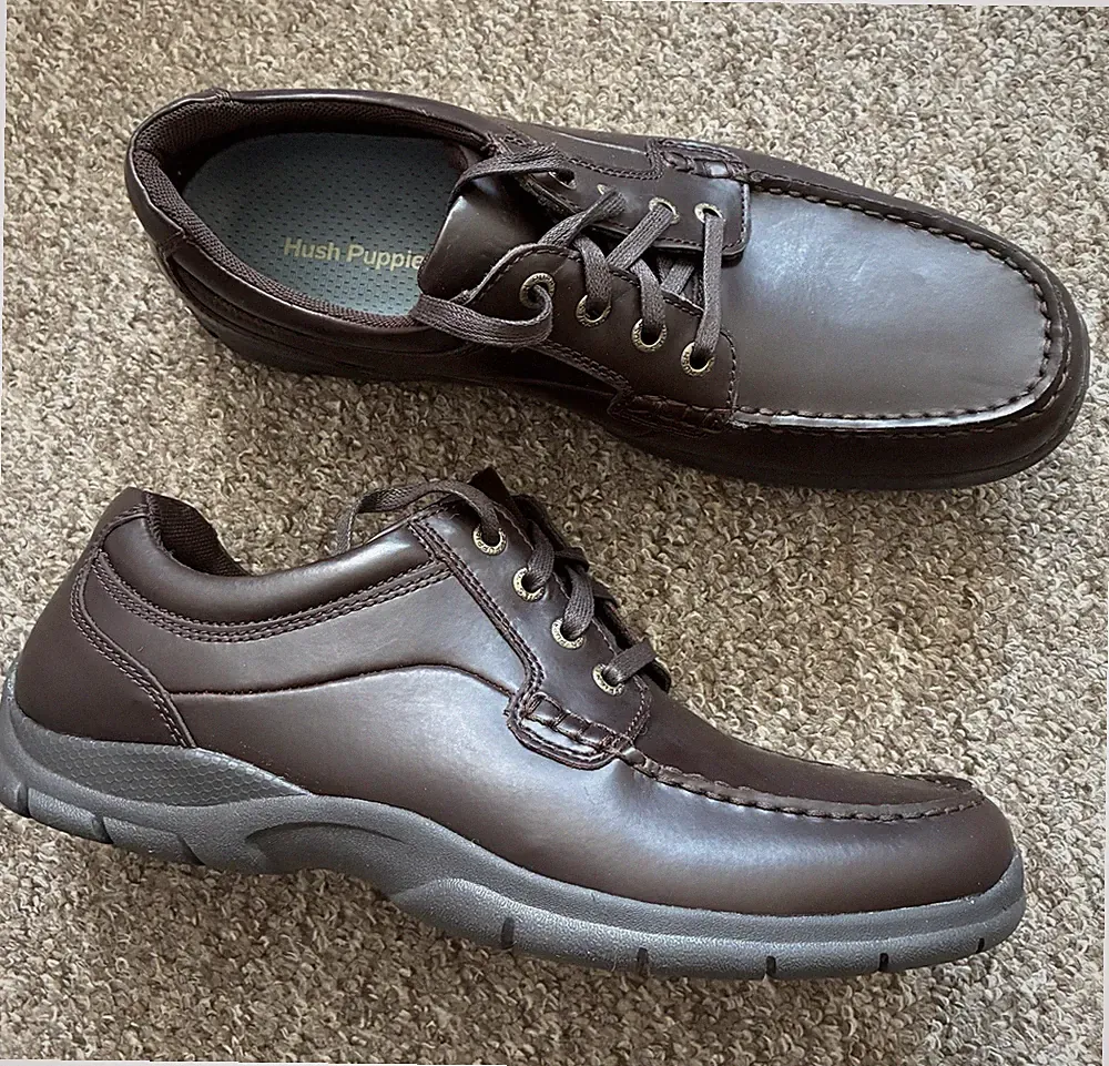 Hush Puppies Trilogy Oxford Herren UK 8 Weite Passform Braun Leder Schuhe Smart Freizeit