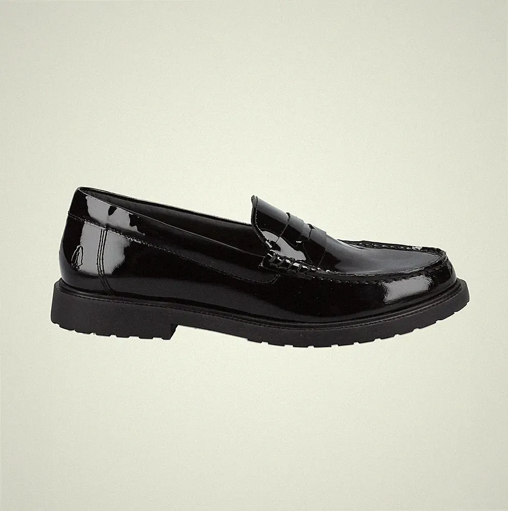 Hush Puppies Verity Slipper Damen Lackleder Slipper Freizeit schwarz Halbschuhe