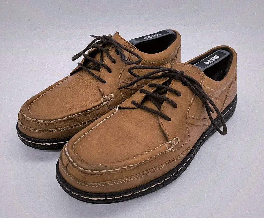 Hush Puppies Vines Victory hellbraune Leder-Bootsschuhe Herren UK 8 Weite doppelte Passform Halbschuh