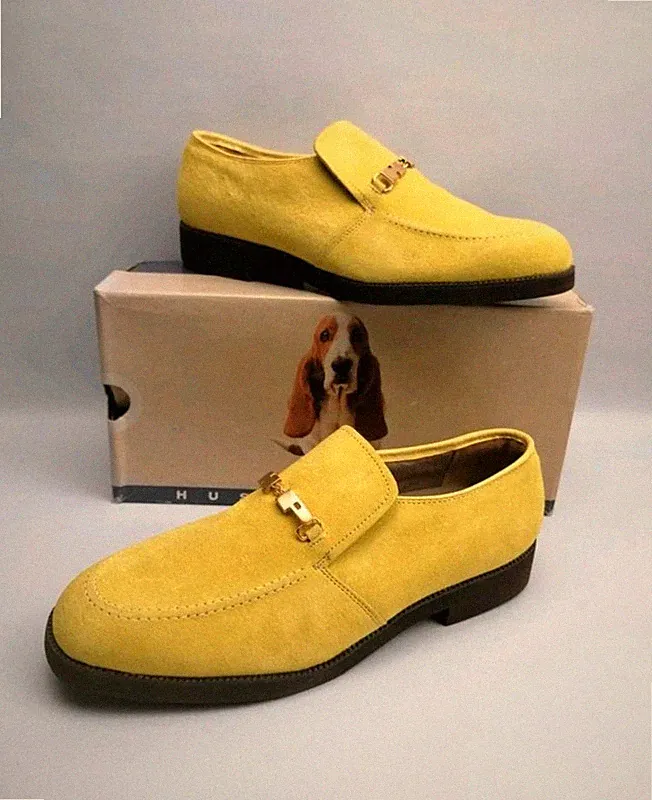 Hush Puppies Vintage Boss Lemon Meringue Loafers Herren Gr. 43 Wildleder Gelb