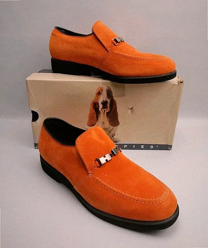 Hush Puppies Vintage Suede Loafers – Orange – Made in USA – Herren Gr. 43