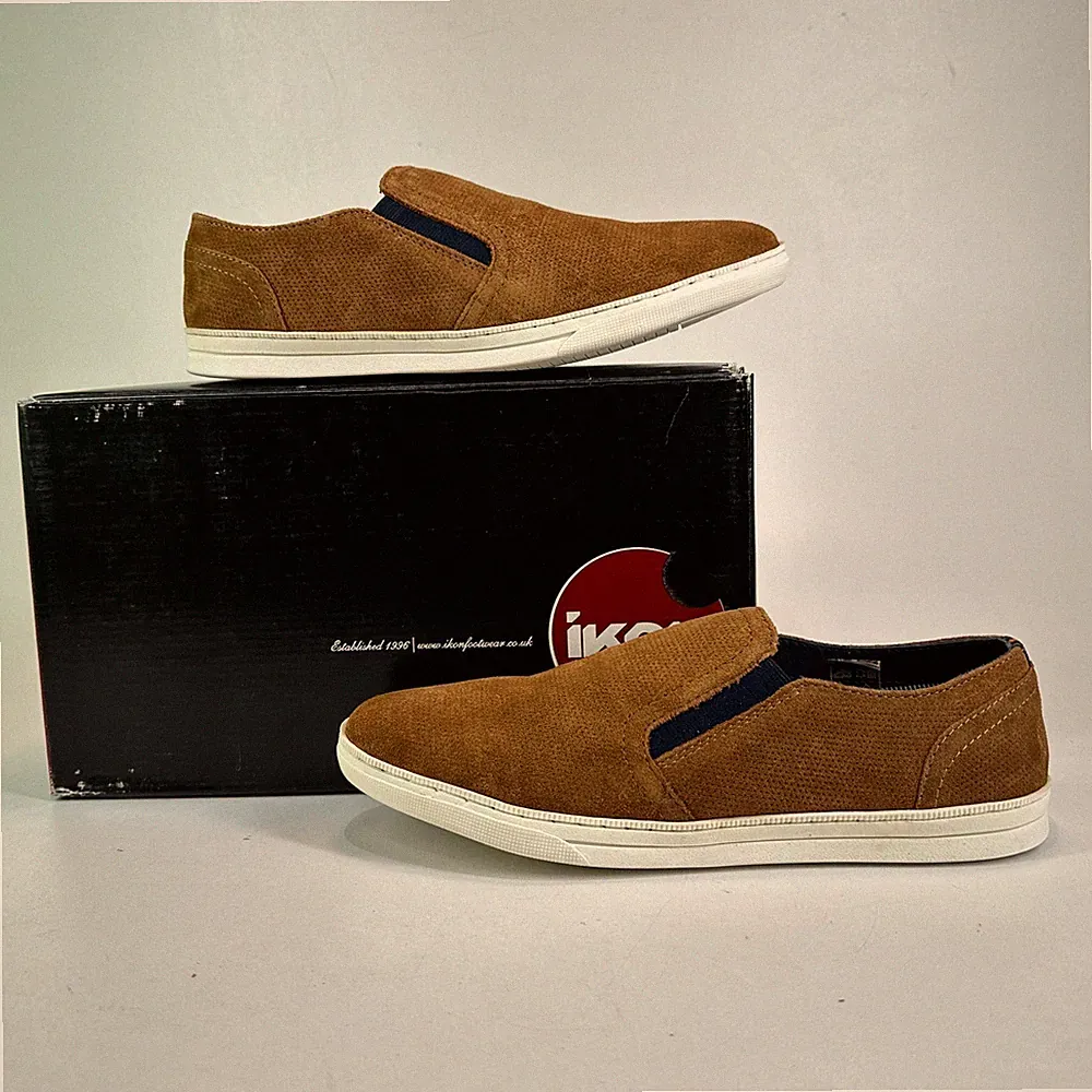 IKON Manor hellbraun Wildleder Leder Slipper Schuhe Deck Boot Smart Freizeit Größe 6
