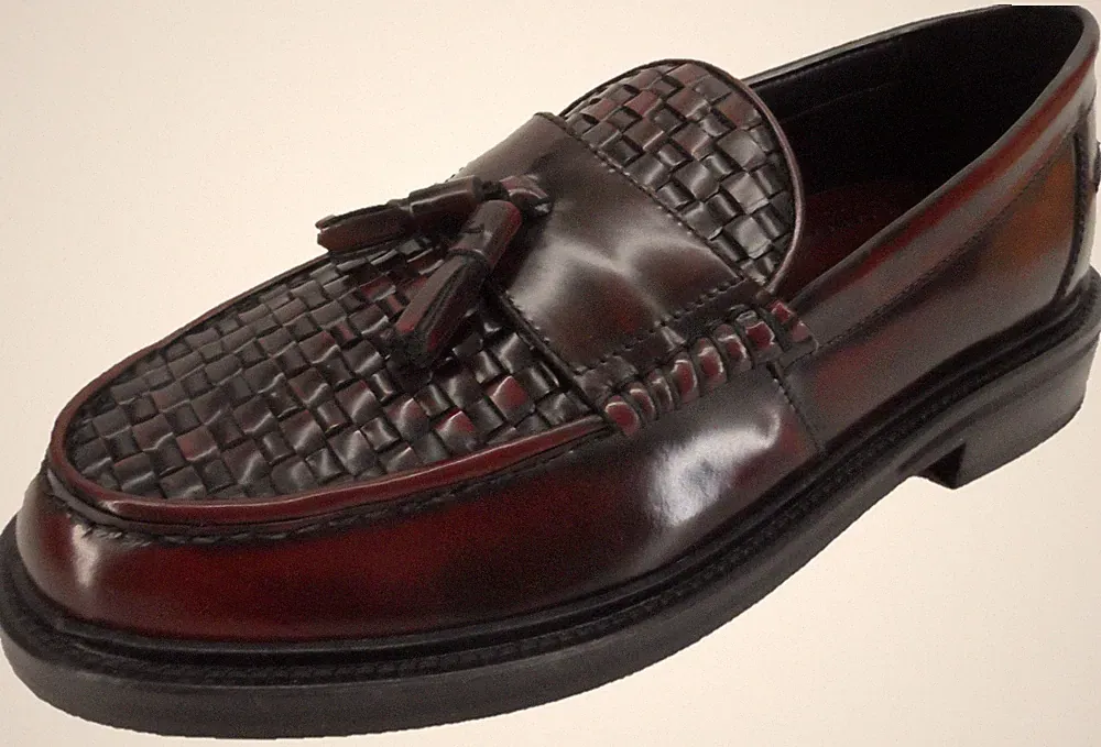 Ikon Original Oxblood Real Weave Retro, Ska, Northern Soul Tassel Loafers