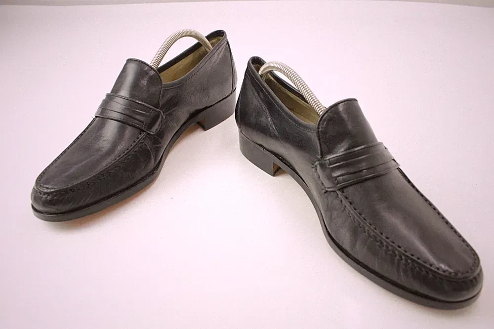ILVA Duke of York Penny Loafer Slipper Schwarz Leder Vintage Italy EU44,5 UK10