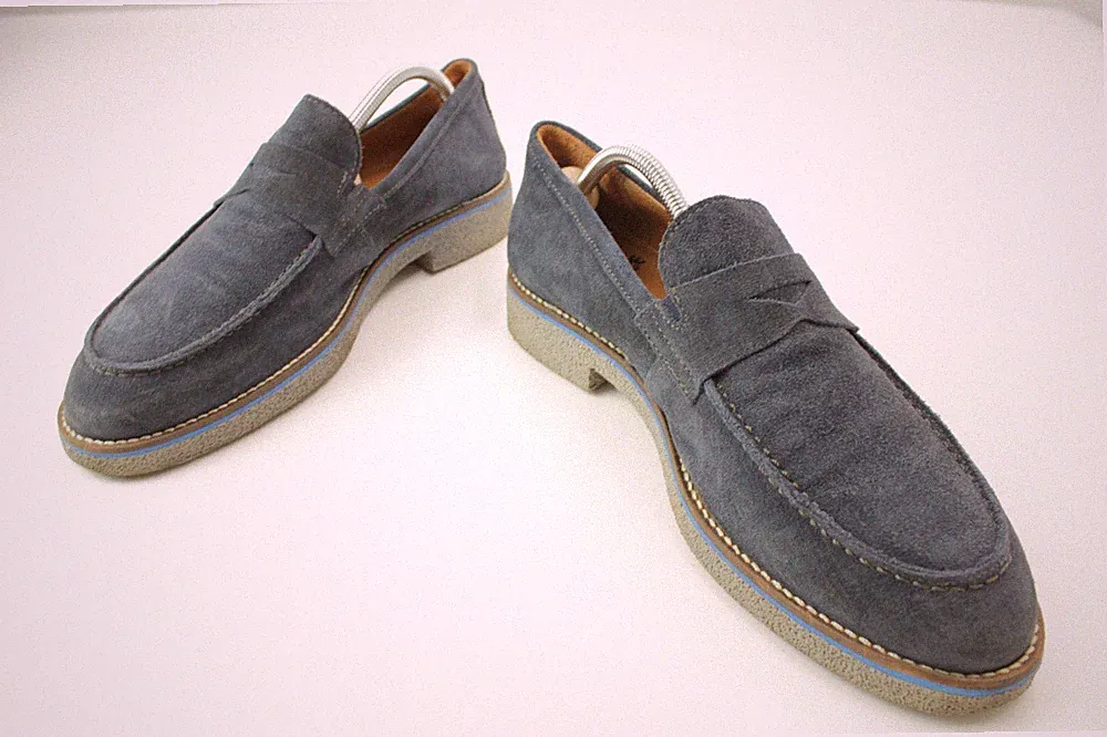 Invidia Penny Loafer Slipper Mokassin-Naht Wildleder Blau Romania EU 41 UK 7,5