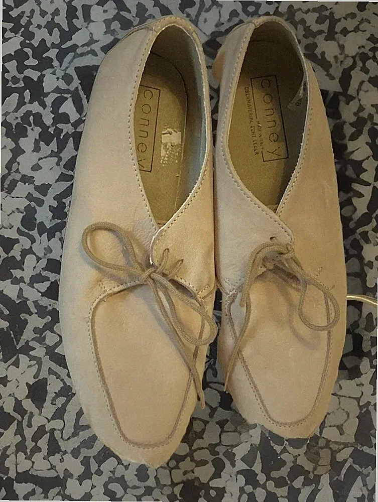 Ital. Feinste Halbschuhe Schuhe Schnürer 38 / 5 ECHTLEDER NEU Conney Natur