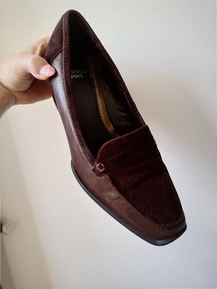 Italian Wildleder Pantoletten mokkasin Loafer Braun Gr. 35