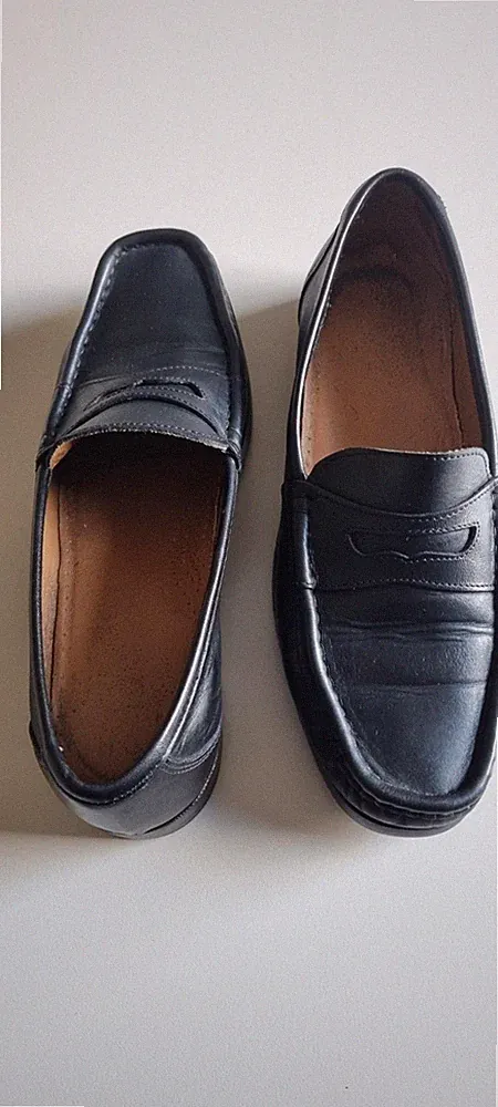 Italienische Damen Loafer Leder schwarz Gr. 38