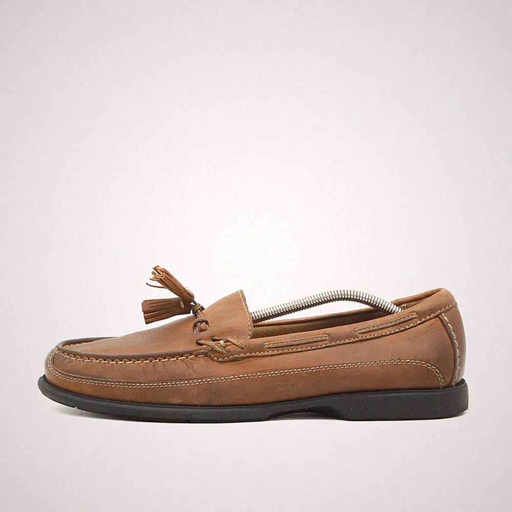 J&M Herren Memory Foam Mokassin Slipper Braun Leder Loafer Mokassins EU 44