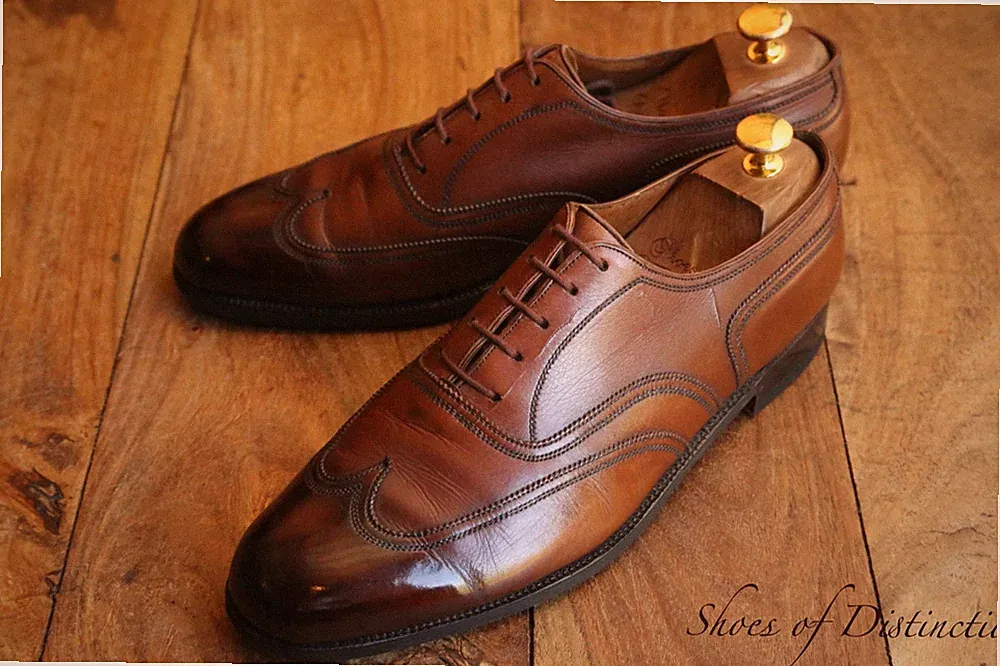 J.M. Western brüniert hellbraun braun Leder Oxford Schuhe Halbschuhe Herren UK 8 F US 9