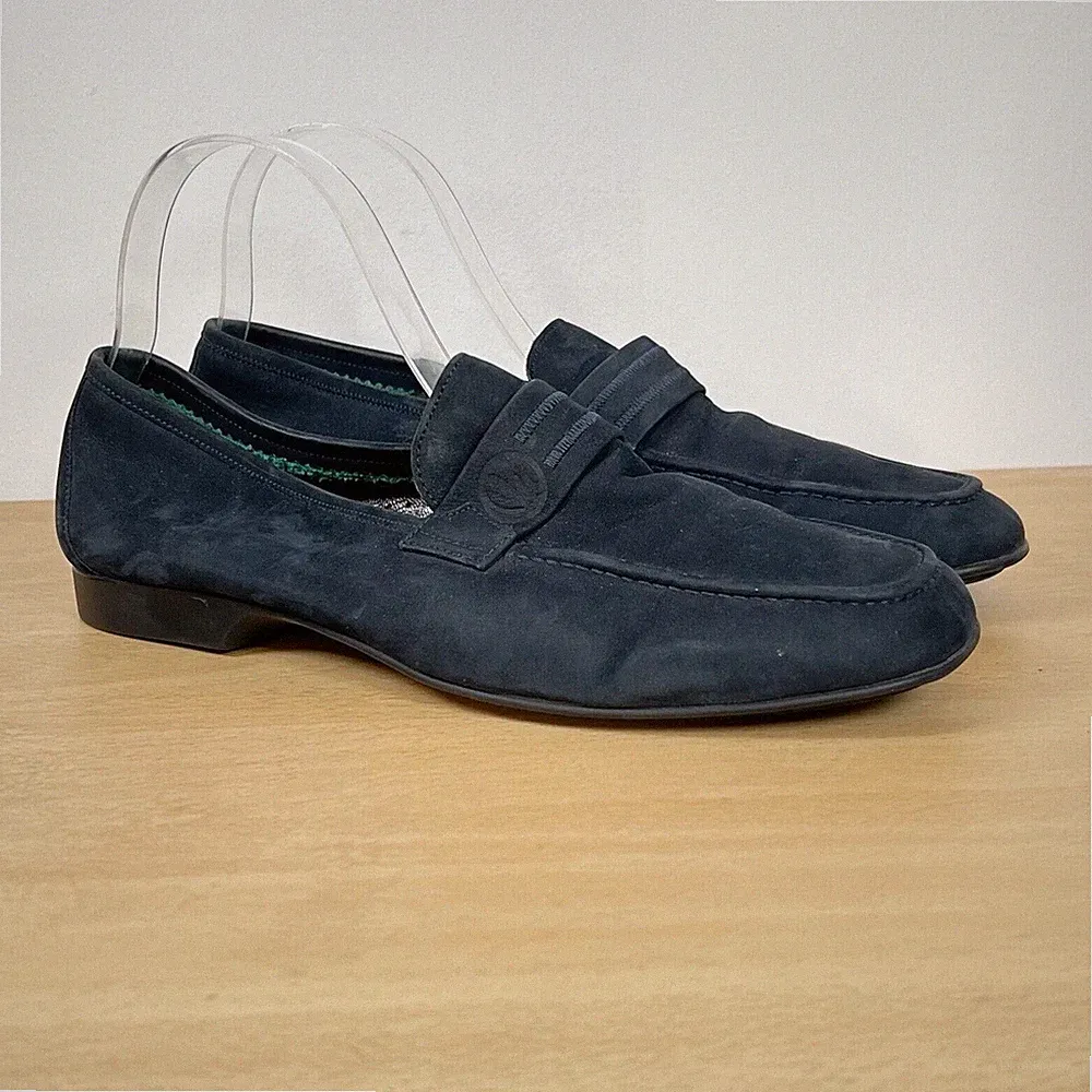 Jaime Mascaro Slipper Halbschuhe Mokassins blau Wildleder Leder Gr. 42 UK 8