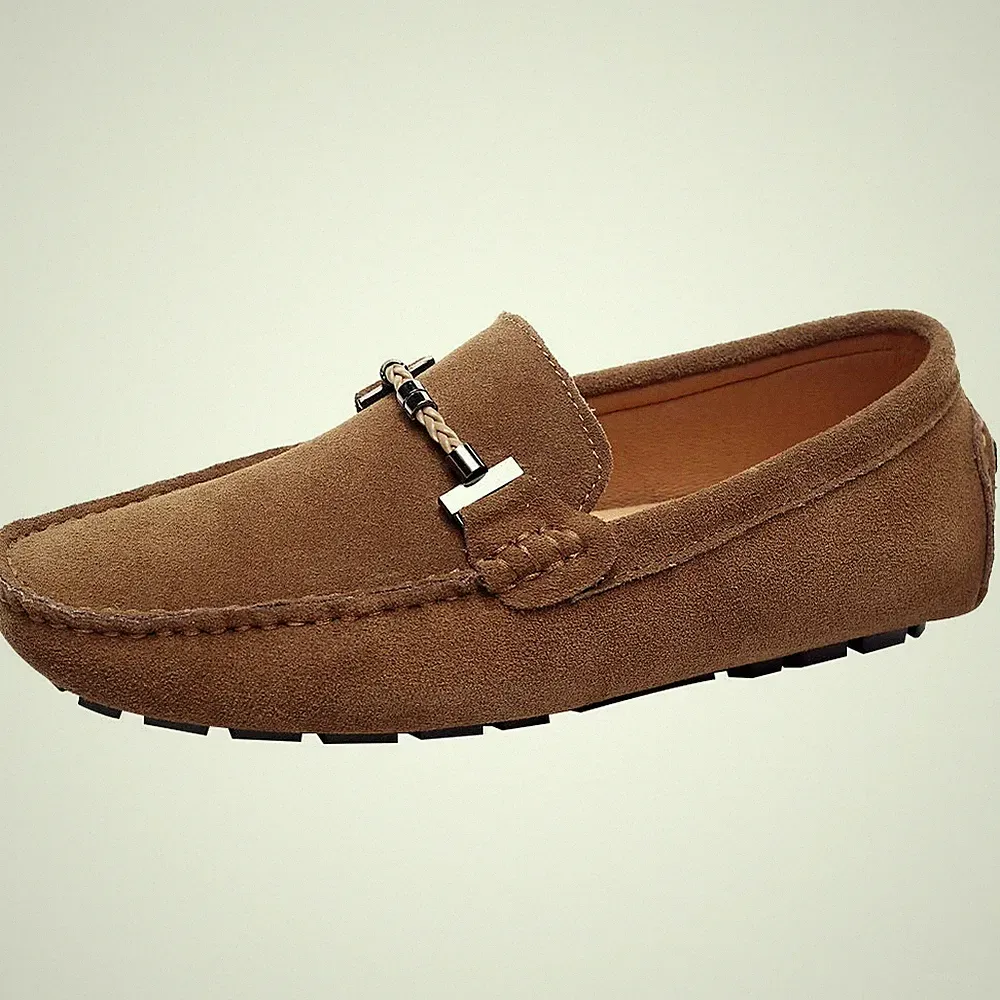 Jamron Herren Elegant Schnalle Halbschuhe Komfort Wildleder Fahrschuhe Stilvoll Mokassin