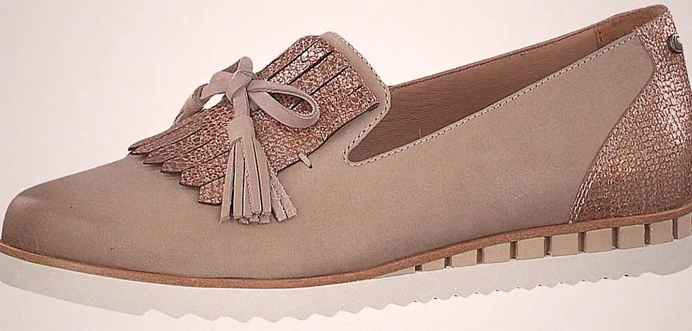 Jana Be Natural Damen UK 5 H Dena Pepper Leder Slipper Loafer Slipper Schuhe
