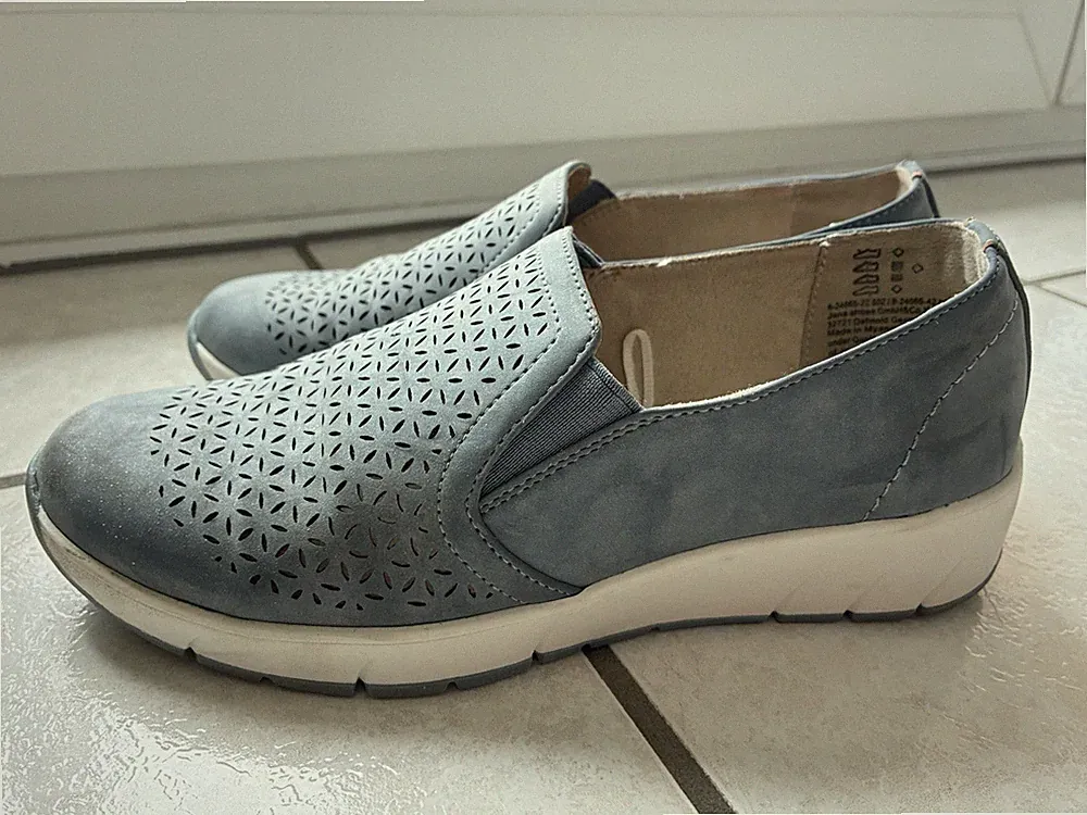 Jana Damen Schuhe Gr. 37 H Breite Schuhweite Blau Loafer Sommer Luftig Neuwertig