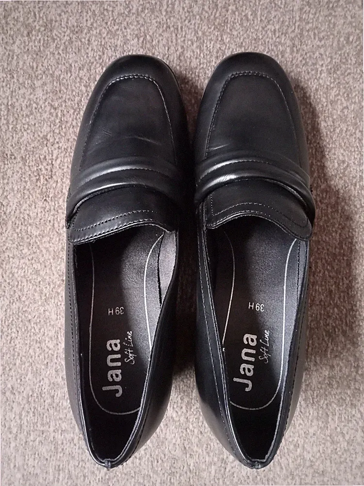 Jana, Weite H, Größe 39, Schwarz, Pumps. Loafer