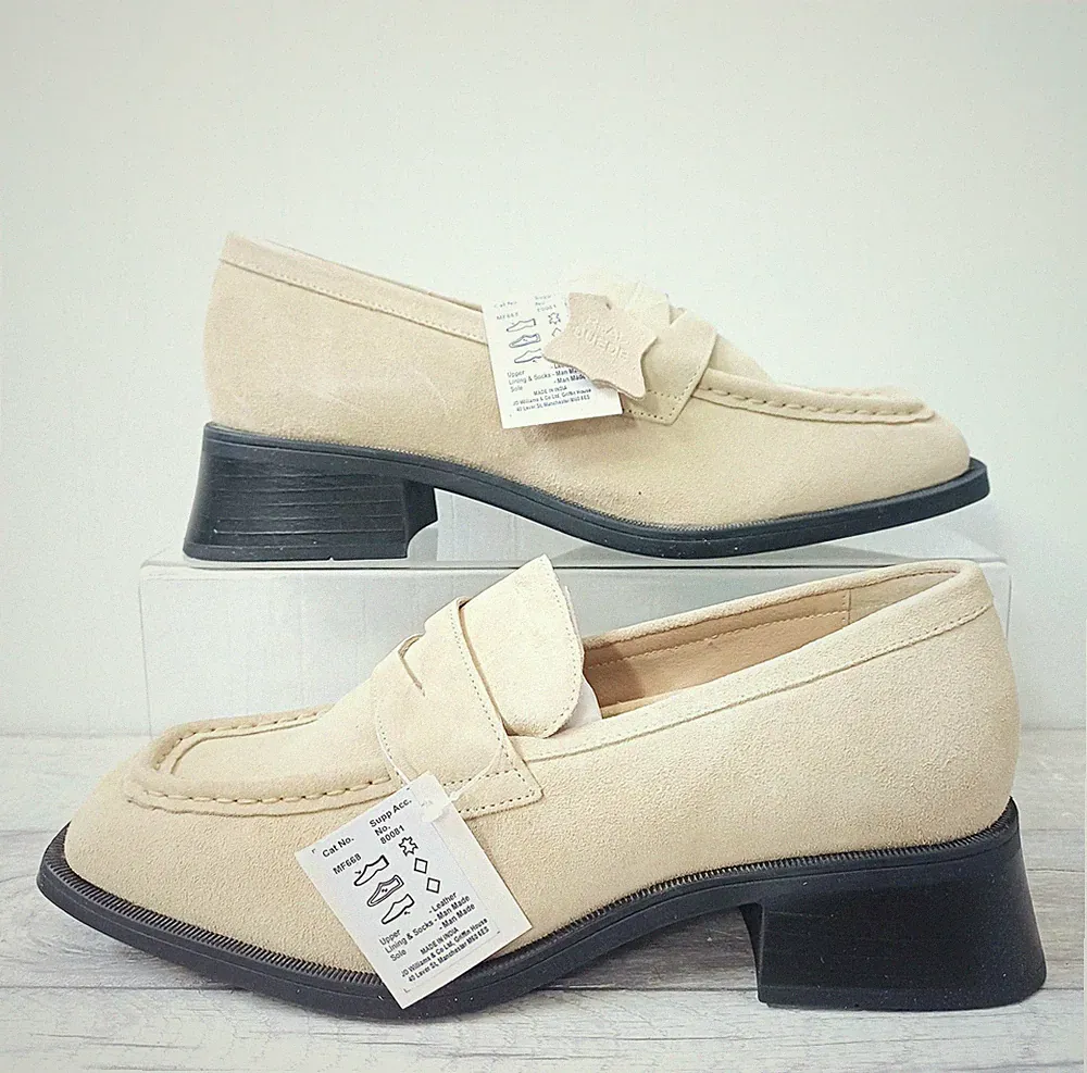 JD Williams Halbschuhe Größe 8 extrabreit Damen echtes Wildleder beige Blockabsatz