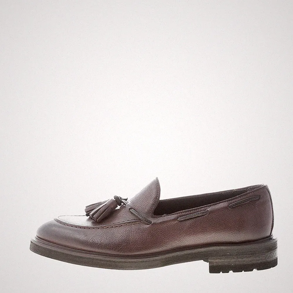 JEROLD WILTON herren schuhe dunkelbraun leder made in Italy loafer quasten