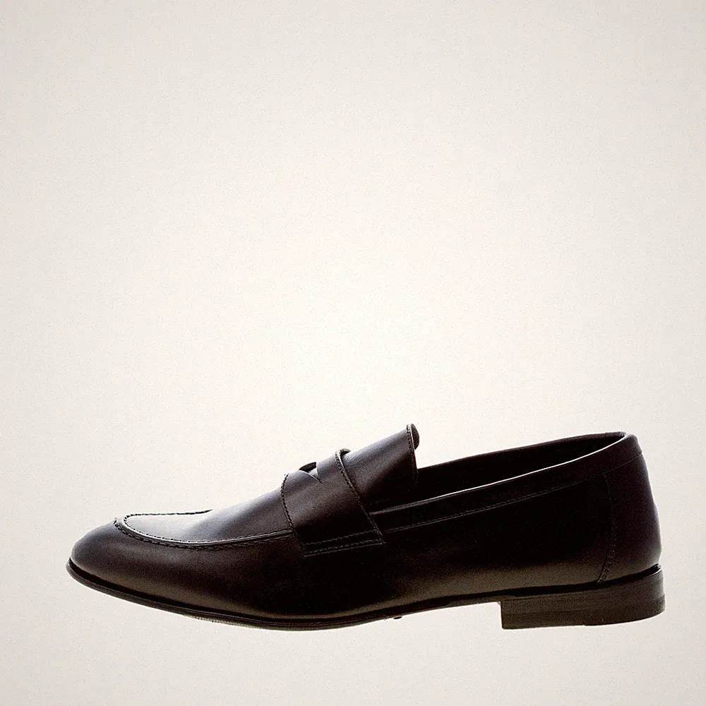 JEROLD WILTON herren schuhe Made in Italy Schwarz Leder Penny Loafer Ledersohle