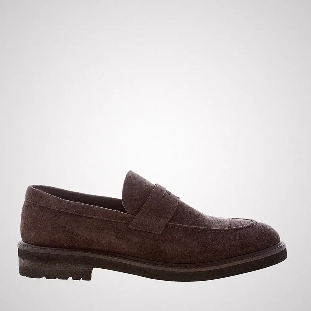 Jerold Wilton herren schuhe Penny Loafer Made in Italy Veloursleder Mokkabraun