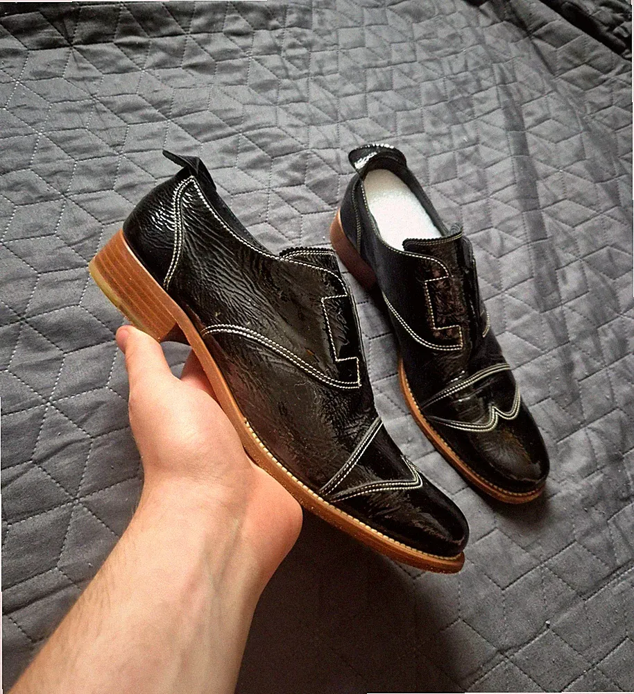 Jil Sander Loafer Halbschuhe Lackleder Schwarz Gr. 37,5