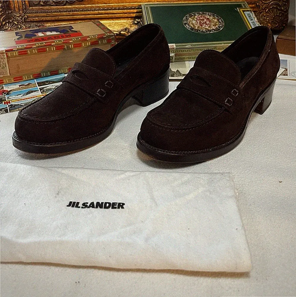 Jil Sander Penny Loafer elegant Wildleder Braun Slip-On EU 38 Goodyear