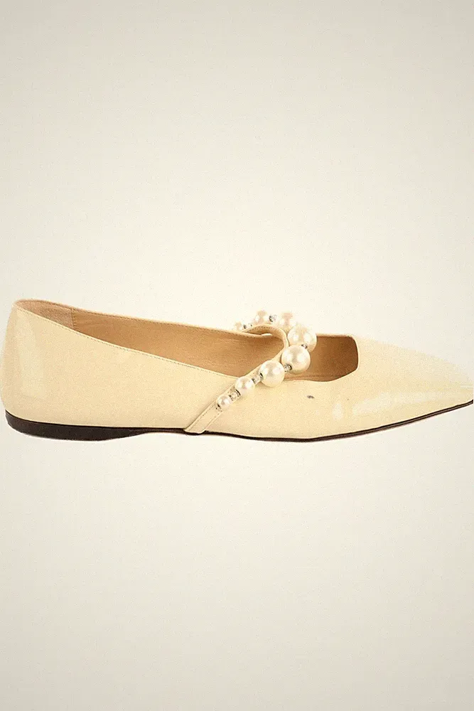 JIMMY CHOO CREME LACKLEDER BALLERINAS EU 38 UK 5 US 8