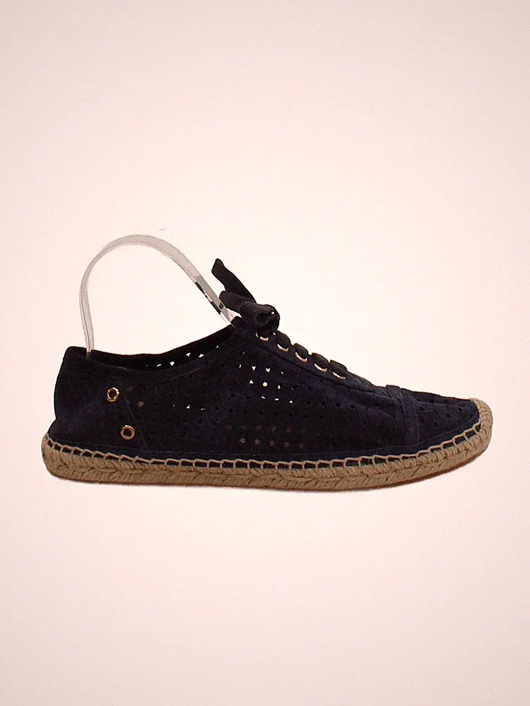 Jimmy Choo flache Damenschuhe UK 6,5 blau Wildleder neu mit Etikett