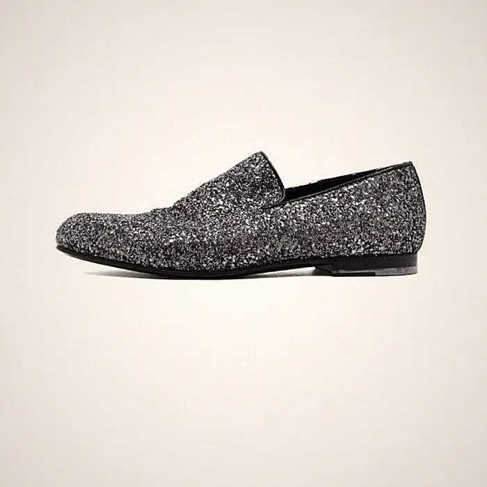 Jimmy Choo Herren Halbschuhe schwarz Glitzer Themse 61293 153099717 [U]