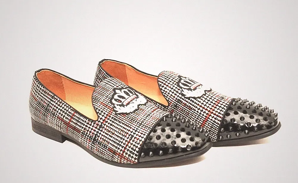Jitai Herren Neu Penny Slipper Schottenkaro Halbschuh Männer Pump Schuhe Nieten Stil 11 UK