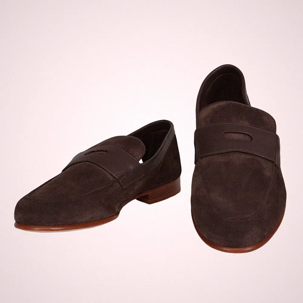 John Lobb Dunkelbraun Wildleder Pennyloafer - (JL592686)