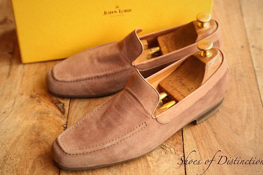 John Lobb Dusty Pink Nubukleder Fahrschuhe Halbschuhe Herren UK 7 E US 8