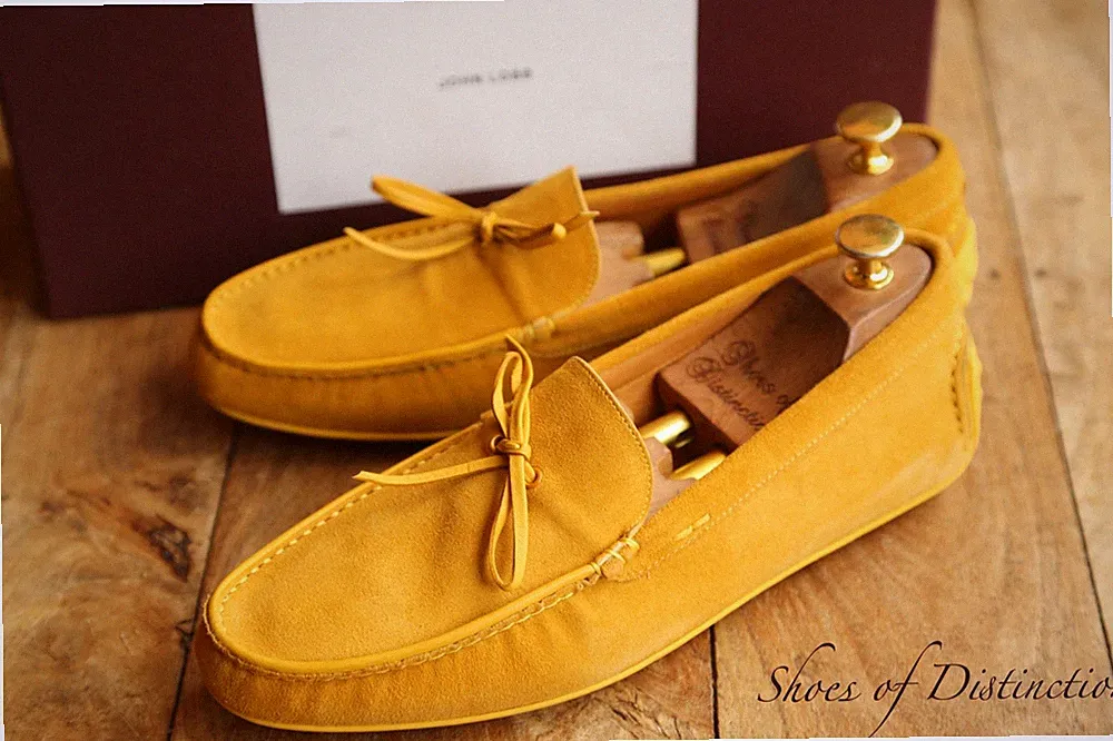 John Lobb gelb Wildleder Spitze Bit Halbschuhe Fahrschuhe Herren UK 6,5 US 7,...