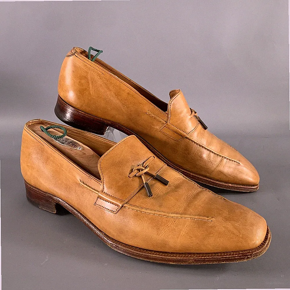 JOHN LOBB Herren Loafer Größe 9.5 Aus Tan Leder Mit Quasten