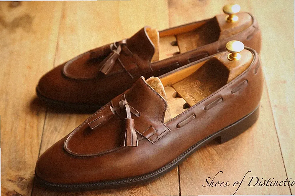 John Lobb Jihel braune Leder-Halbschuhe mit Quasten Schuhe Herren UK 8,5 E US...