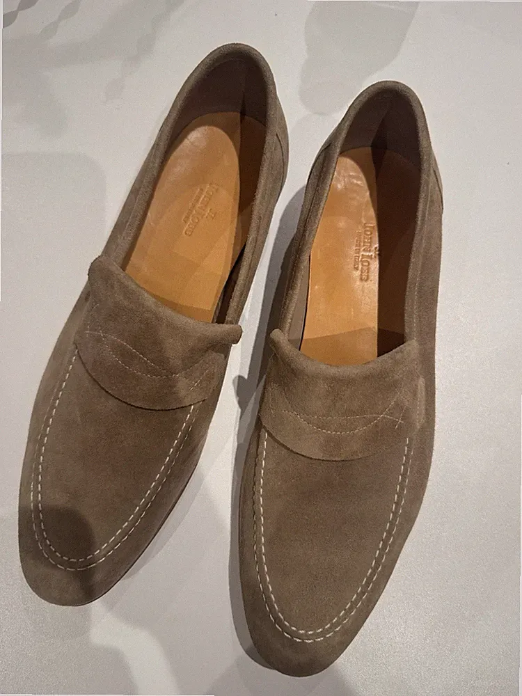 JOHN LOBB LOPEZ SUEDE PENNY LOAFER, Color Sand UK SIZE 9/US 10/EU 44