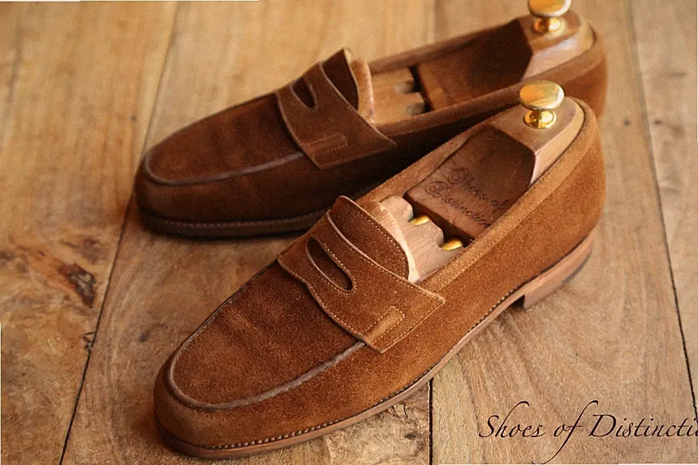 John Lobb Rio hellbraune Wildleder Penny Halbschuhe Schuhe Herren UK 5,5 E US 6,5 EU 39,5