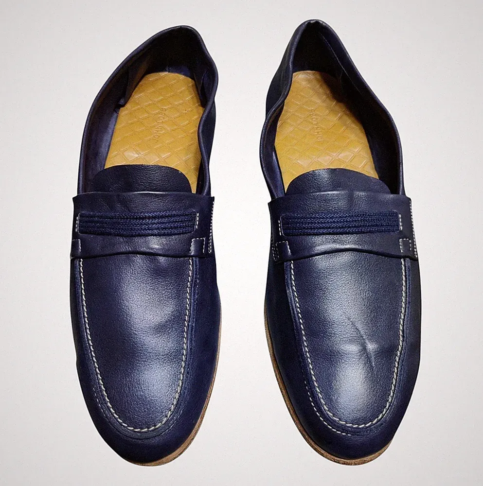 John Lobb Tore blaue Penny-Loafer aus Kalbsleder UK 8 E US 9 rahmengenähte Go...
