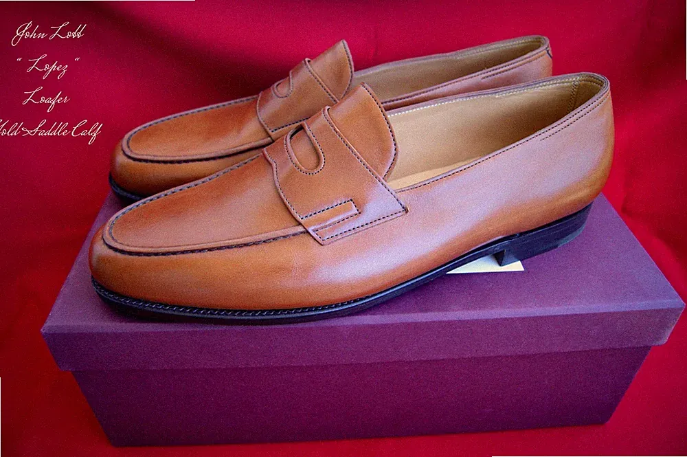 John Lobb UK 11 E (EU 45) Loafer Lopez Gold Saddle Calf Originalverpackung NEU