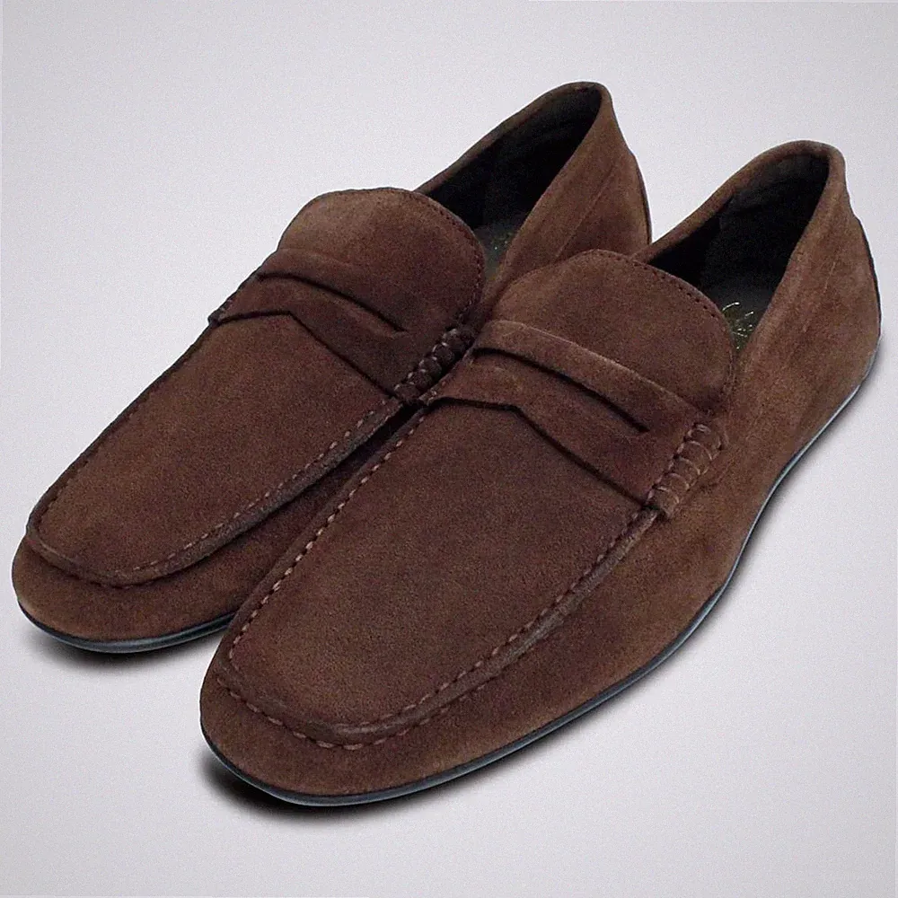 John weiß braun Wildleder Fahrschuh Penny Loafer