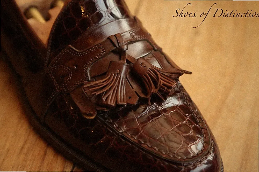 Johnston & Murphy Braun Krokodilleder Quasten Halbschuhe Schuhe Herren UK 9 U...