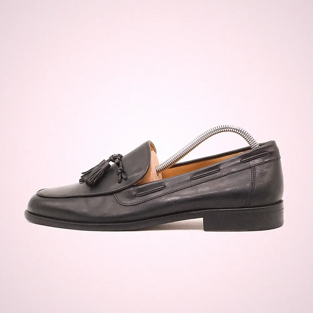 Johnston & Murphy Herren Cellini Slipper Schwarz Leder Quasten Loafer EU 42,5