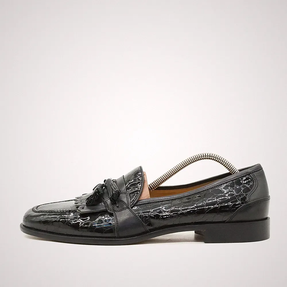 Johnston & Murphy Herren Loafer EU 43,5 Kroko Quasten Schwarz Kollektion