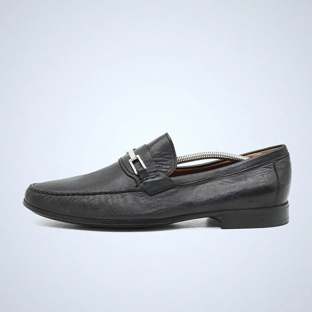 Johnston & Murphy Herren Mokassin Slipper Schwarz Leder Bequem Loafer EU 44