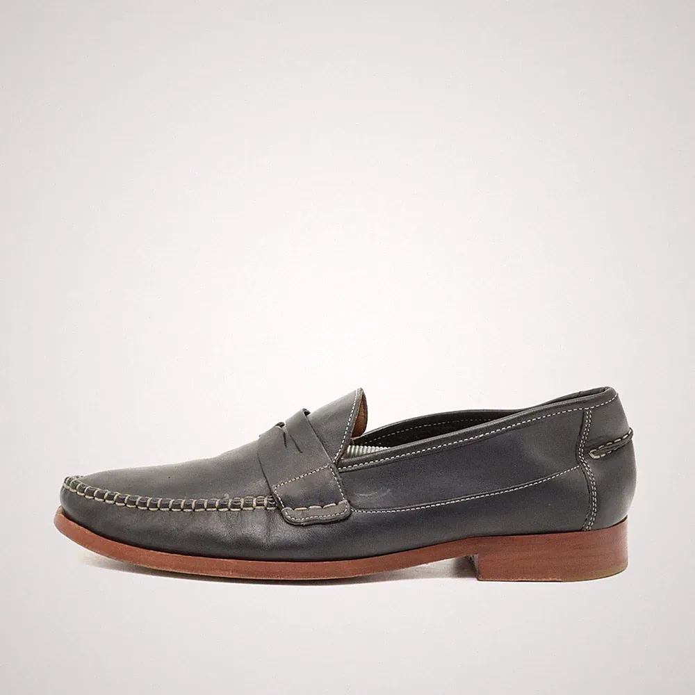 Johnston & Murphy Herren Penny Loafer Schwarz Leder Handgenäht Classic EU 44