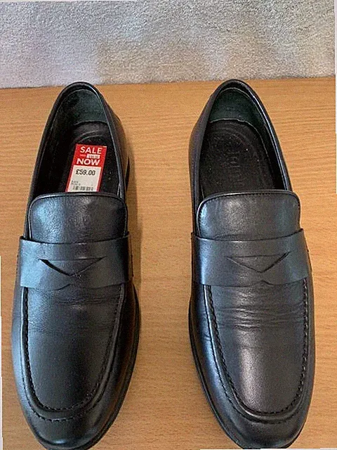 Jones Bootmaker Herren Schwarz Leder Halbschuh Flache Schuhe Gr. UK 7 (41)
