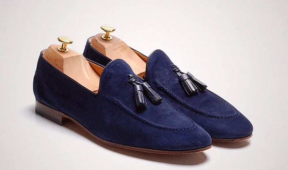Jones Bootmaker Navy Suede Tasselled Loafers Shoes - `Cohen` UK 9,5 US 10,5