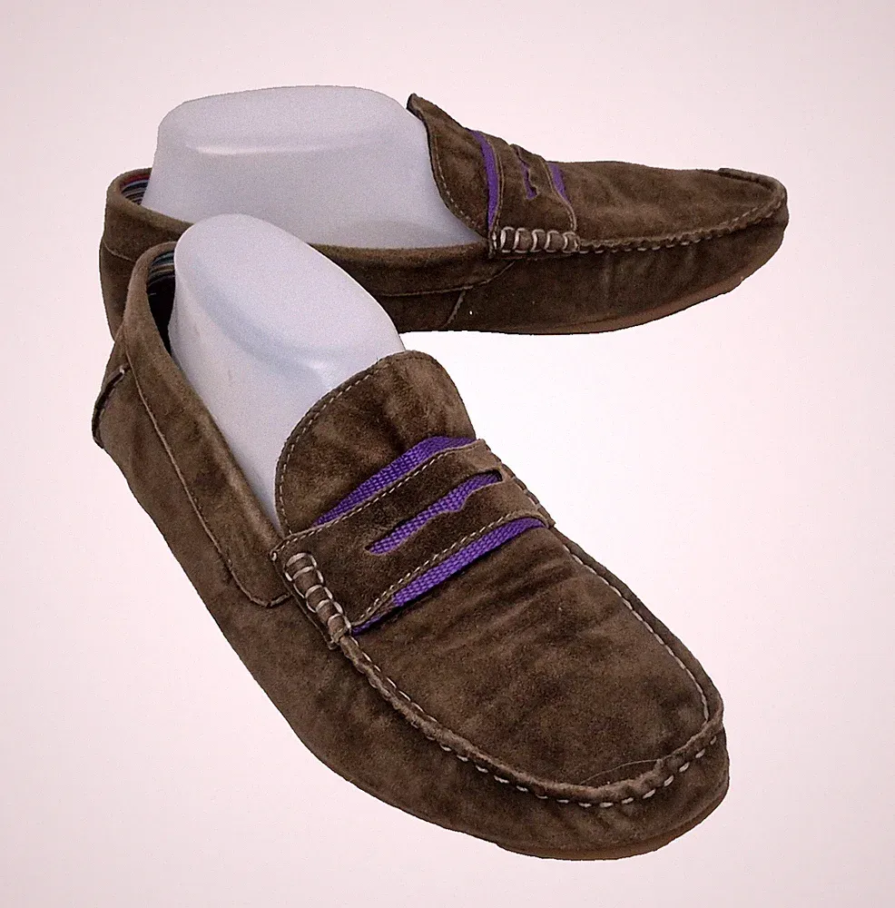 JONES THE BOOTMAKERS Herren Oliv Braun Lila Slipper Halbschuhe Schuhe EU 41 UK 7