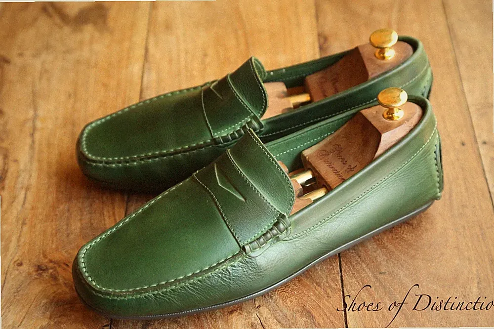 Joseph Cheaney Grün Leder Fahrschuhe Halbschuhe Herren UK 10 US 11 EU 44