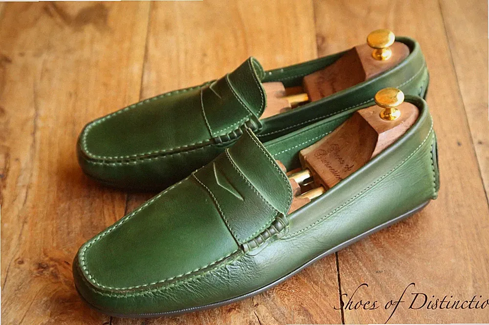 Joseph Cheaney Grün Leder Fahrschuhe Halbschuhe Herren UK 10 US 11 EU 44